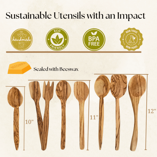 olive wood utensils olive wood spoons wooden kitchen utensils set wooden utensils wooden cooking spoons wooden serving spoons lesvos woodcraft llc hand carved spoons unique gifts gifts with an impact olive wood spoon olive wood hand carved wooden spoons non toxic cooking utensils big cooking spoon durable wooden spoon fair trade products Fair trade gifts handmade wooden spoon large wooden spoon Soup ladle Wooden ladle Soup spoons Olive wood soup ladle