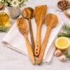 Kitchen essentials set olive wood spoons wooden cooking spoons