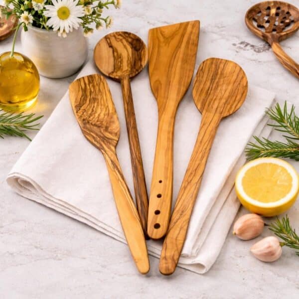 Kitchen essentials set olive wood spoons wooden cooking spoons