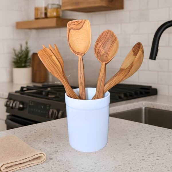 ceramic white utensil holder spoon crock spoon organizer